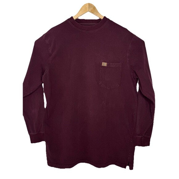 Wrangler Riggs Workwear Crew Neck Maroon Long Sleeve Work Shirt Mens Size LT - Picture 1 of 11